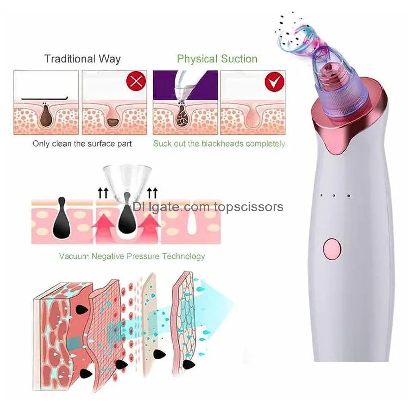 blackhead remover face skin vacuum pore cleaner 5 suction acne pimple removal tool mini facial steamer drop ship epack