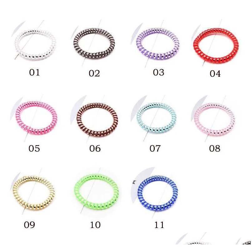5 cm metal punk telephone wire coil gum elastic band girls hair tie rubber pony tail holder bracelet stretchy scrunchies 11 colors