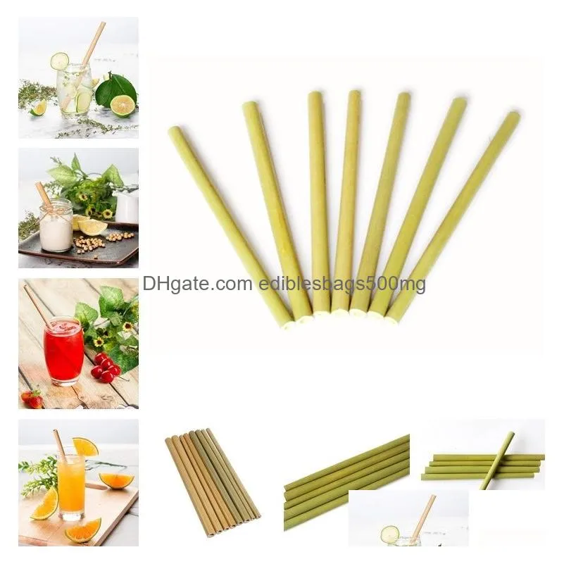 natural yellow bamboo straw reusable 20cm organic green bamboo drinking straws party birthday wedding baby feeding straws 4930