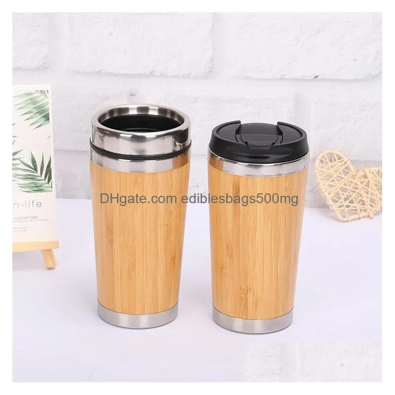  bamboo vacuum cup tumblers 304 stainless steel inner water bottle car travel mugs cups reuseable for coffee cup kitchenwaret2i5564