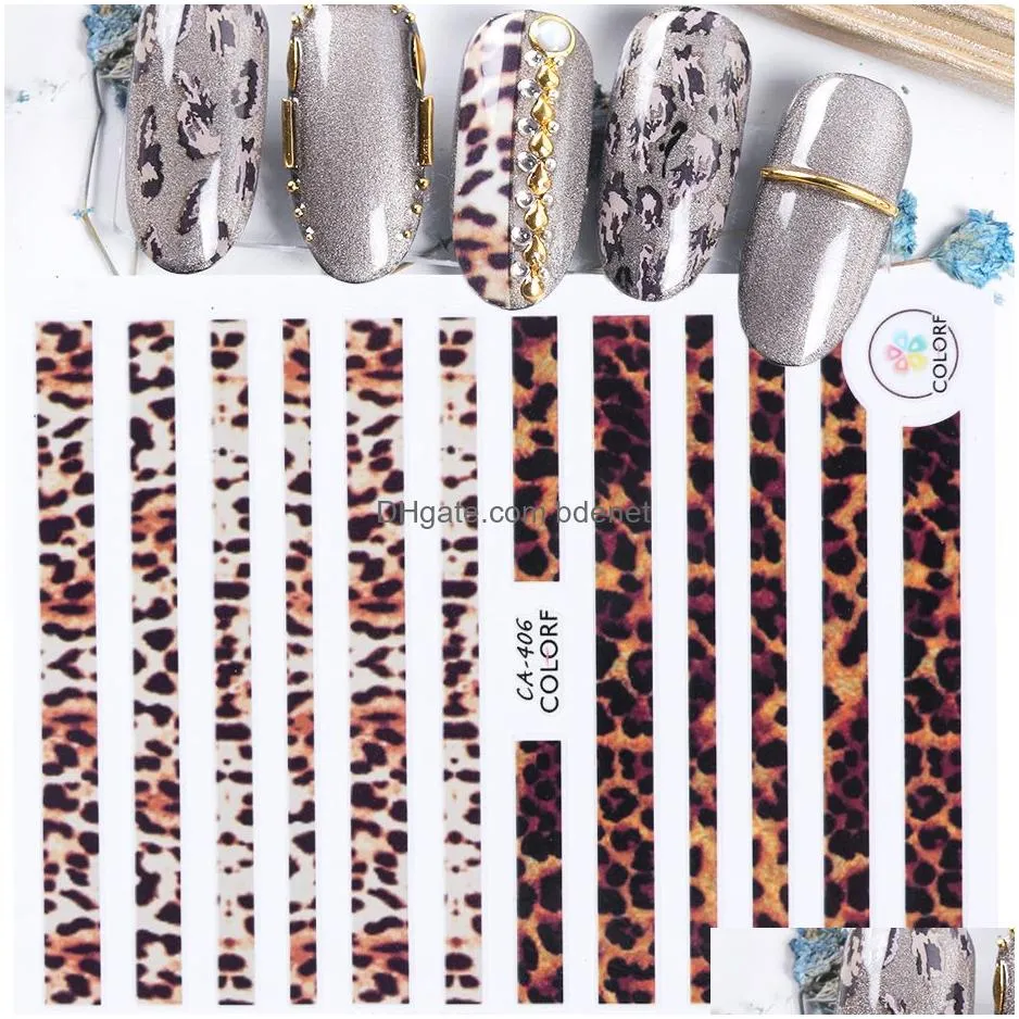 1pcs 3d snake skin nail sticker decals y leopard wild animals nails art decor cool decorations sliders diy manicure
