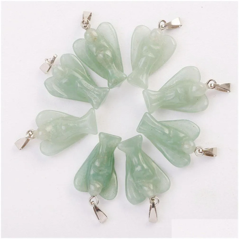 hot charms natural stone angel pendant beautiful color mixing crystal stone pendants 15x20mm diy jewelry making for women shippin