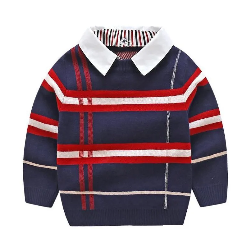 2021 autumn winter boys sweater knitted striped sweater toddler kids long sleeve pullover children fashion sweaters clothes