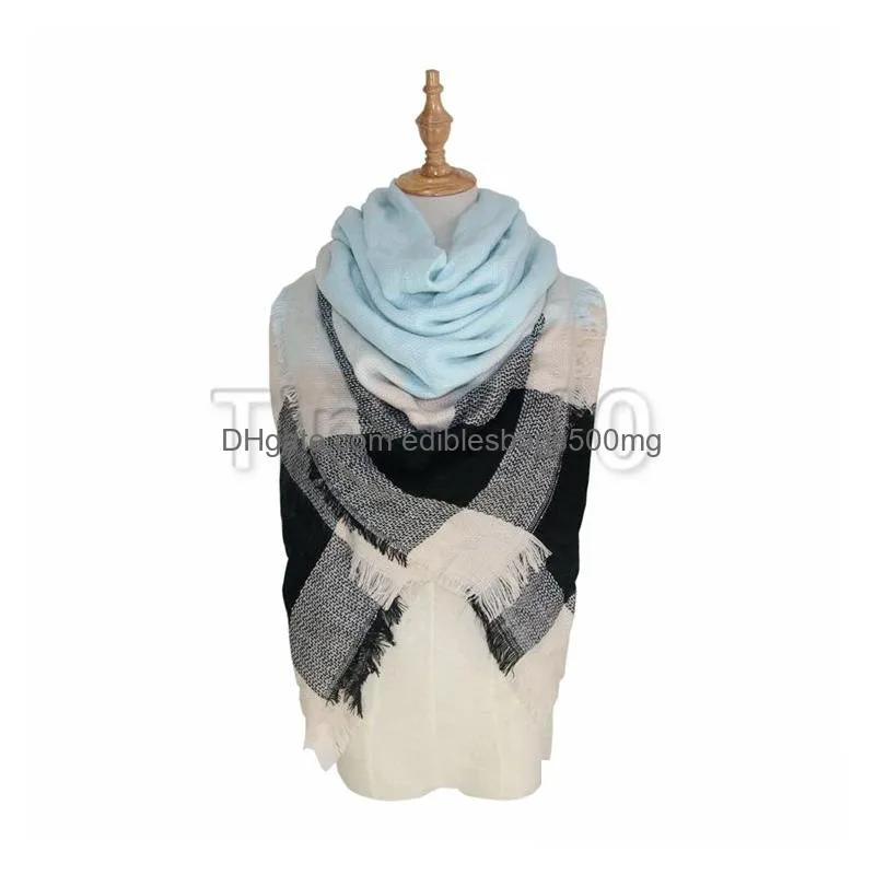 89 unique colorful plaid square scarf european and american cashmere like lady scarf autumn and winter warm shawl t3i5433