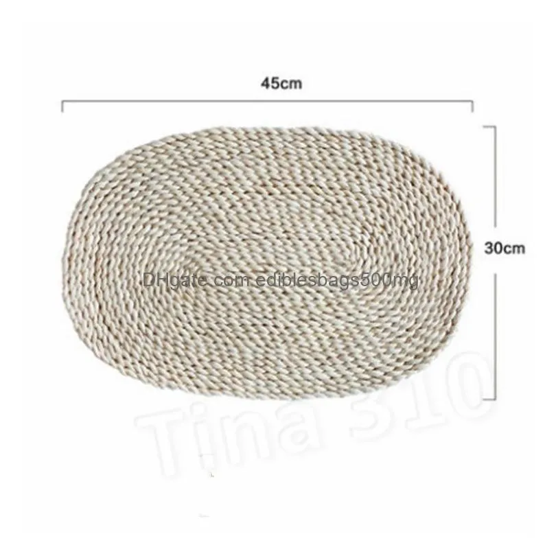 corn fur woven dining table mat heat bowl placemat round coasters coffee drink tea pads cup table placemats t2i5771