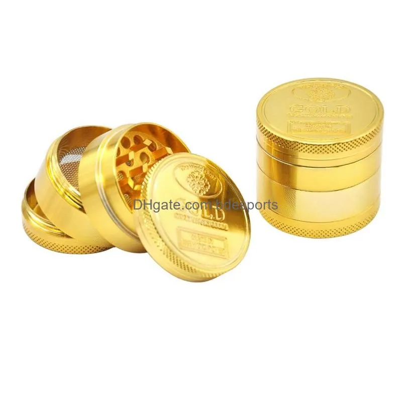 smoking accessories herb grinder pattern metal grinder with 4 layers of gold coin pattern smoking accessory manual smoke grinder i465