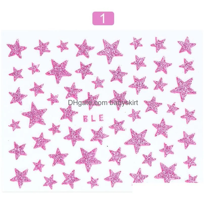 colorful star design 3d nail stickers transfer sliders for diy nails art decoration adhesive manicure decals