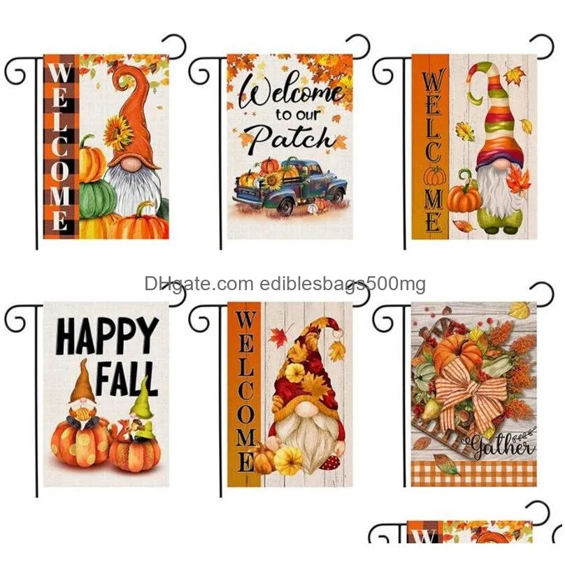 home family christmas/halloween/thanksgiving/flag/ series garden flags courtyard flag custom graphic logo welcome flag linen materials 120 pieces/lot