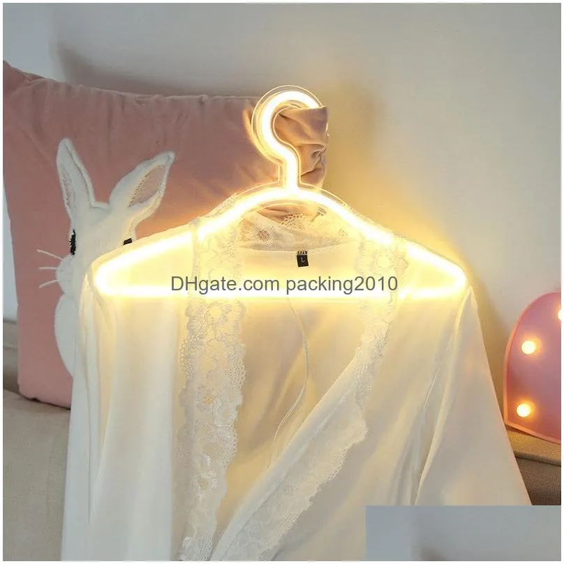 creative led clothes hanger neon light clothes hangers ins lamp proposal romantic wedding dress decorative clothes-rack t9i00950