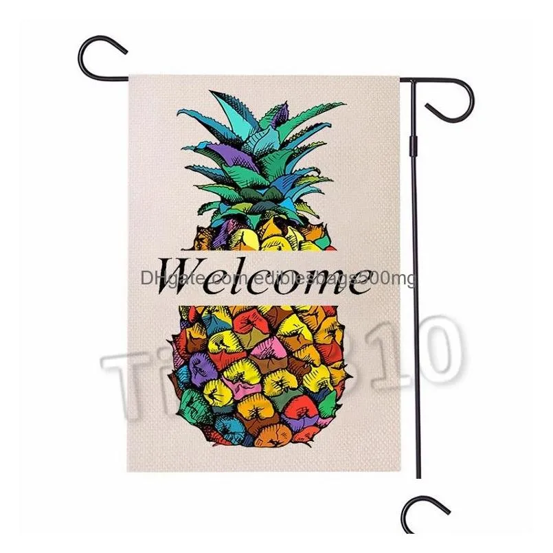  garden flag garden sign summer welcome yard outdoor party pineapple decoration banner flags 47x32cm 50pcs t2i51434