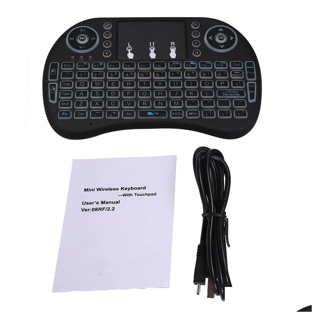 colorful backlight air mouse keyboard 2.4g wireless air mouse keyboards touchpad mini rii i8 remote control for android tv box mini pc