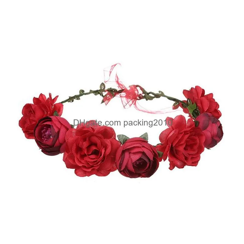  imitation rose brides flower crown childrens head ornaments wreaths handwork artificial flowers garland t3i0319