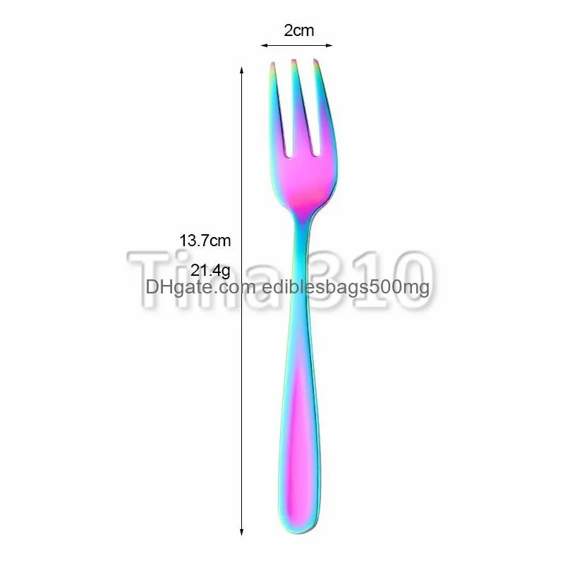 stainless steel fruit fork dessert cake fork 8 color kitchen dining room furniture general purpose cooking utensils dessert fork