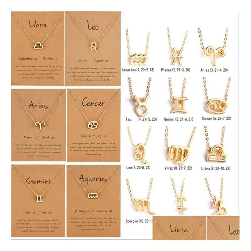 12 constellation zodiac necklace horoscope zircon korean jewelry star galaxy libra astrology women necklace gift with retail card