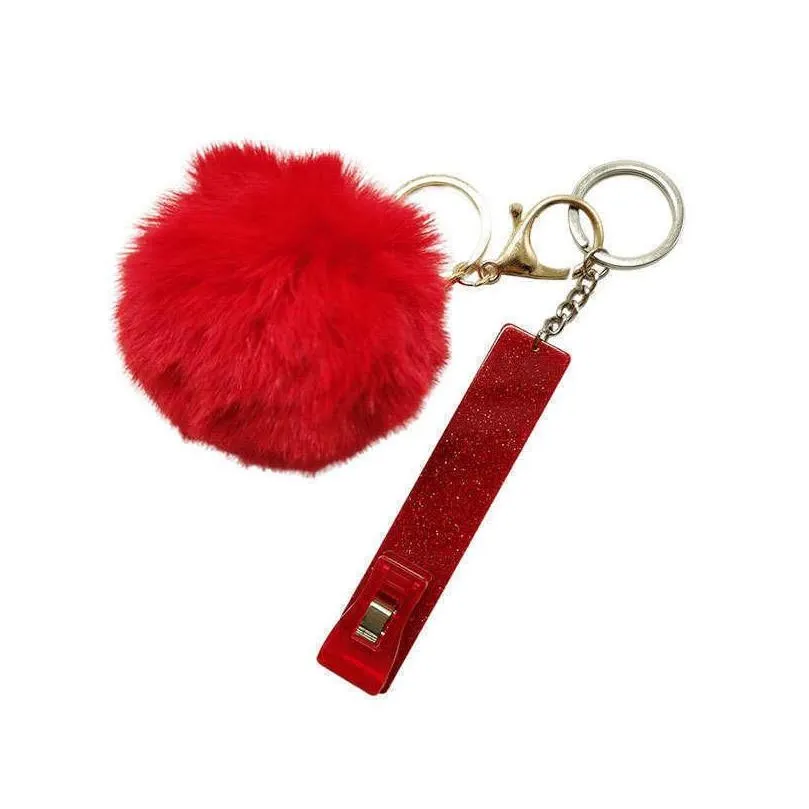 cute credit card puller pompom key rings acrylic debit bank card grabber for long nail atm keychain cards clip nails tools