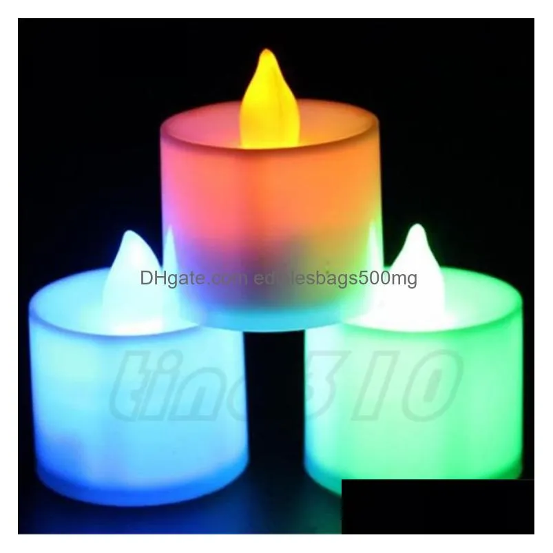 led electronic candle light seven colorful birthday candle lamp flameless christmas light decoration yellow light warm white candle