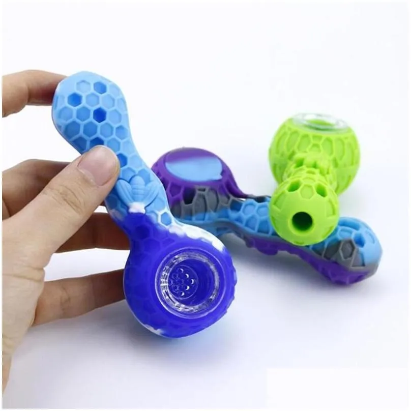 water pipe bees silicone travel tobacco pipes spoon cigarette tubes glass bong dry herb accessories smoking pipe