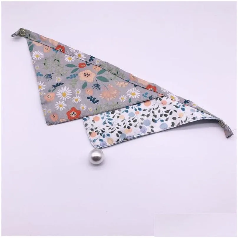 trendy printed pet saliva towels 2 pattern lovely charm pet bandanas fashion soft touch pet cat dog cute triangle scarf