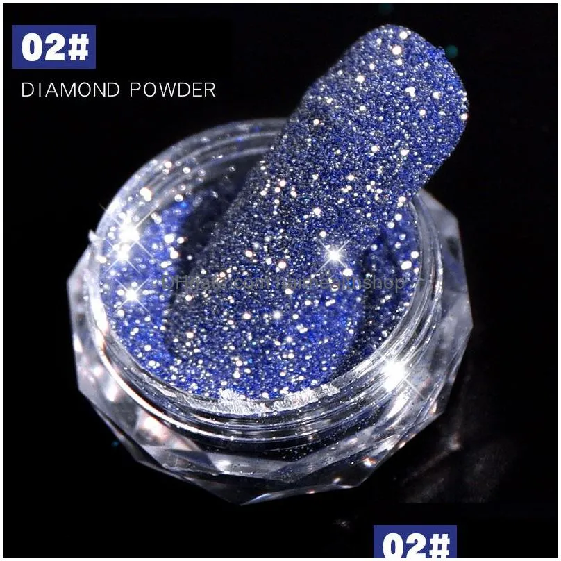 1box sparkling diamond nail powder laser silver reflective nails glitter dust fine shiny pigment holographic decorations