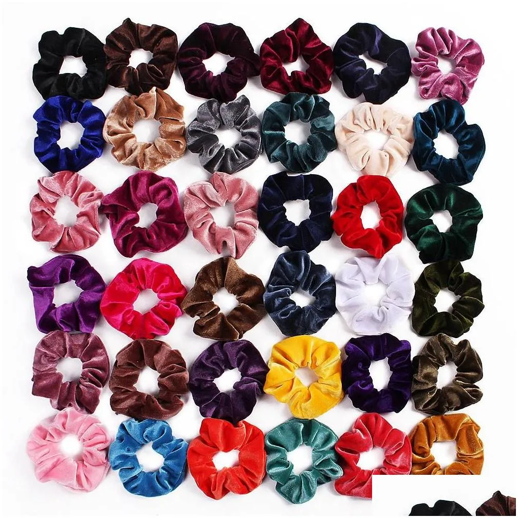 winter candy color ribbon hair rope women velvet scrunchie rubber band soft warm elastic hair bands christmas gifts hair accessories