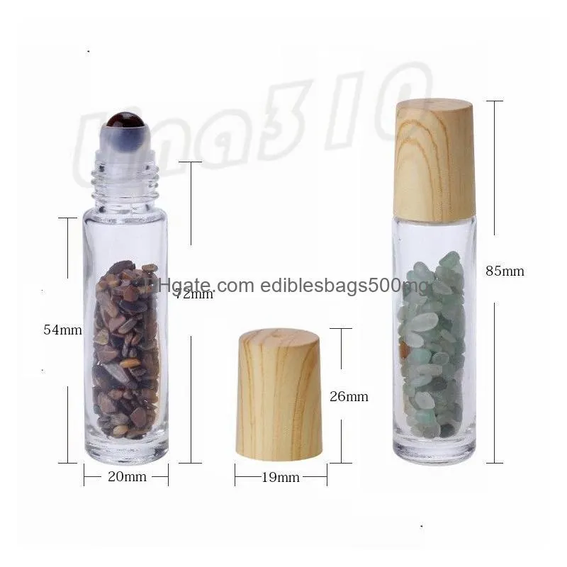 10 ml  oil diffuser clear glass roll on perfume bottles natural crystal quartz stone grain roller ball bottles t9i00167