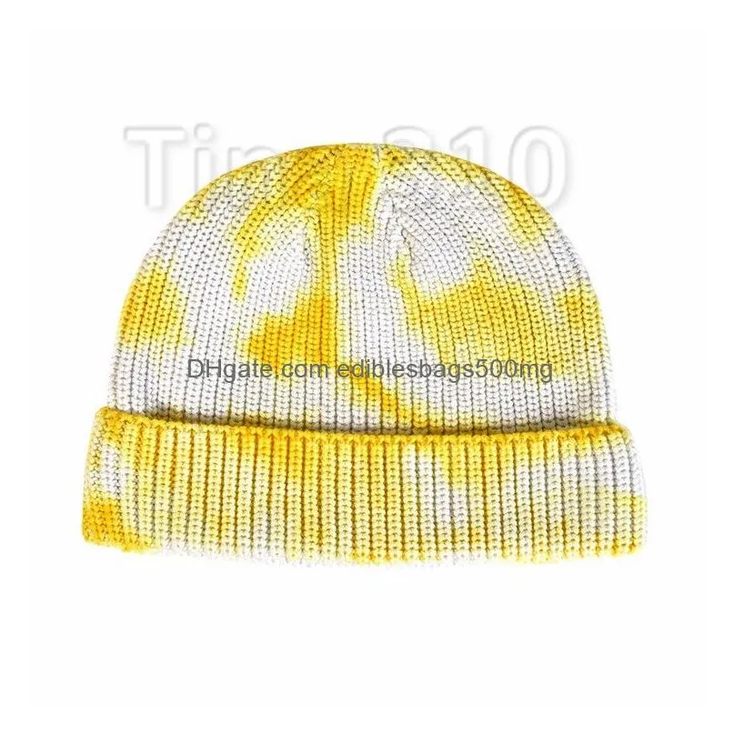  knitted hats tie dyed hat crochet caps fashion round ear muff skull cap gradient color warm party hats 6 style beanies t2c5281-1