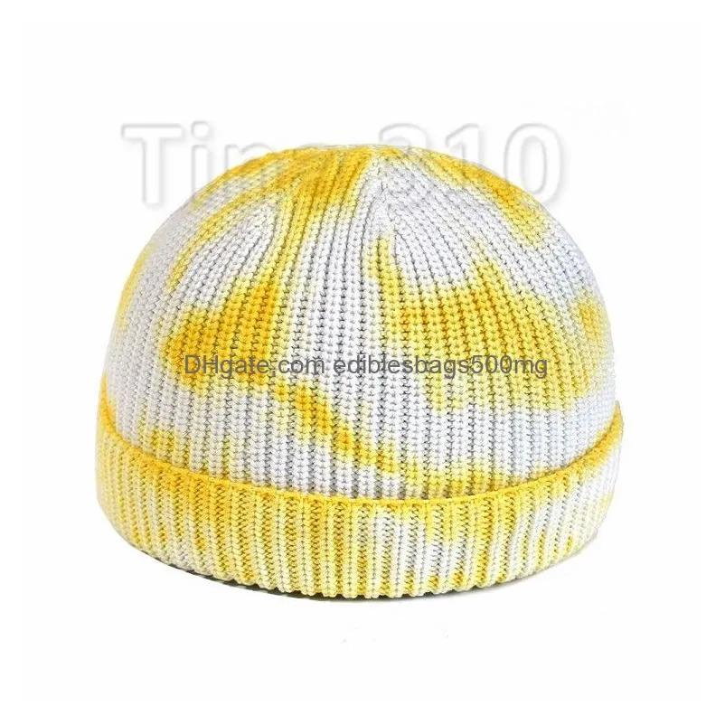  knitted hats tie dyed hat crochet caps fashion round ear muff skull cap gradient color warm party hats 6 style beanies t2c5281-1