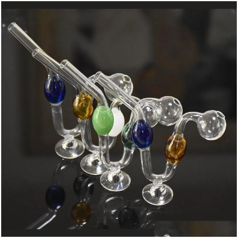 serpentine portable glass water pipes colorful oil burner pipe thick pyrex downstem rig round of small glass tobacco bubbler bowl for smoking accessories