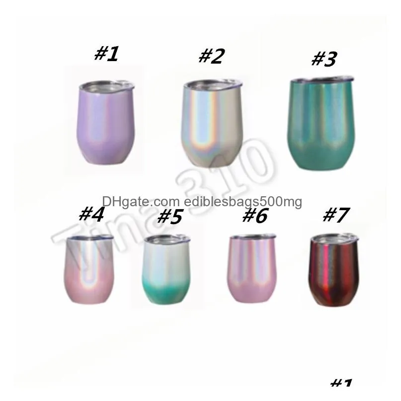12oz with lid water bottle stainless steel tumbler stemless wine glass metal edge wide mouth coffee cup t2i5287