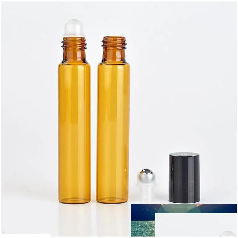 1200pcs 10ml amber glass roll on bottle with stainless steel roller ball essential