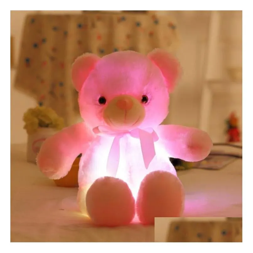 30cm 50cm colorful glowing teddy bear luminous plush toys kawaii light up led stuffed doll kids christmas