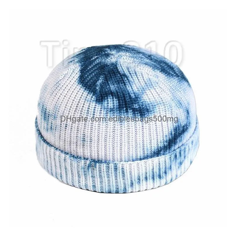  knitted hats tie dyed hat crochet caps fashion round ear muff skull cap gradient color warm party hats 6 style beanies t2c5281-1