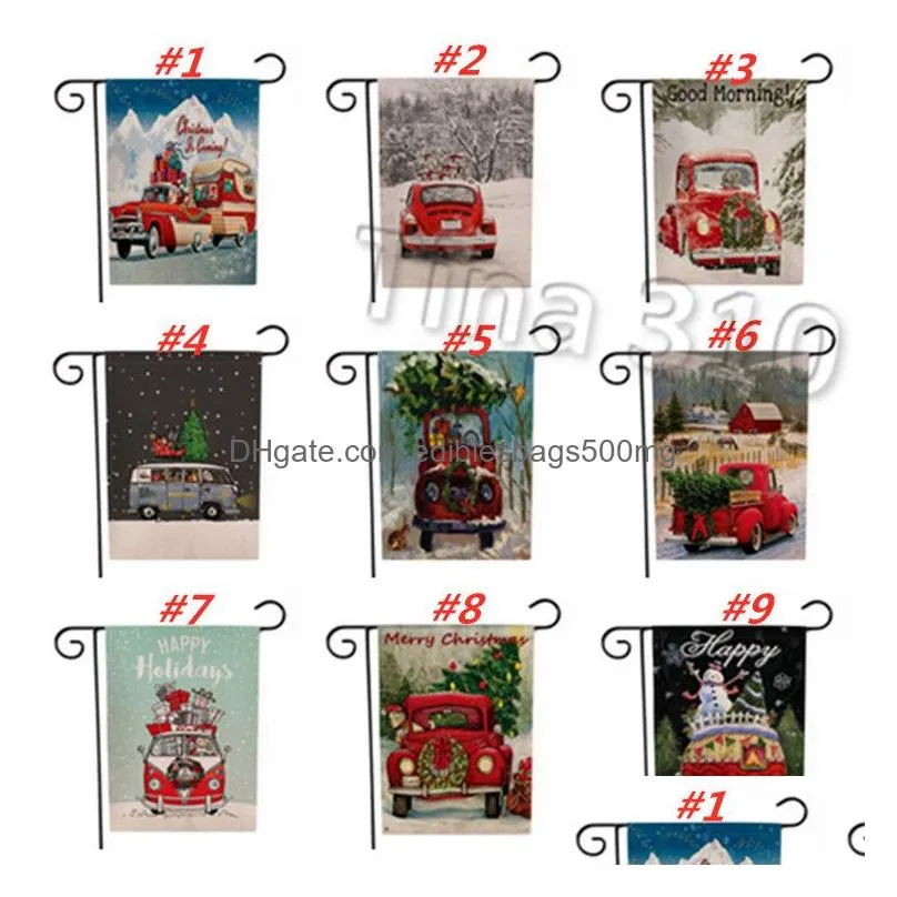 christmas garden flags banners cartoon pattern xmas theme two sides animal patterns party christmas decorations banner flags 30pcs