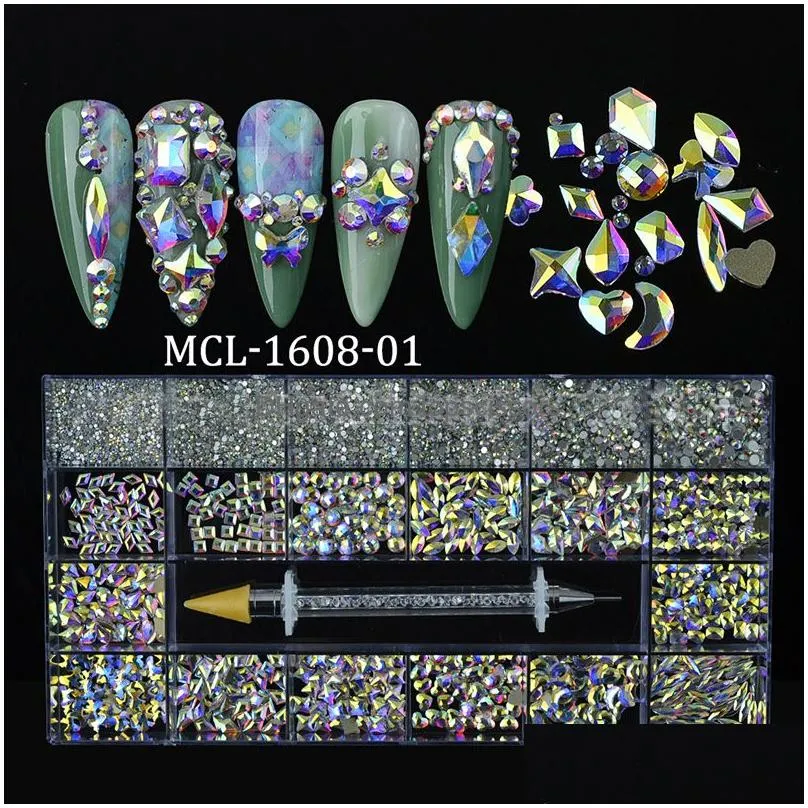 crystal nail art rhinestone manicure accessories 3d acrylic glitter rhinestones gems beads mixed shape diy craft