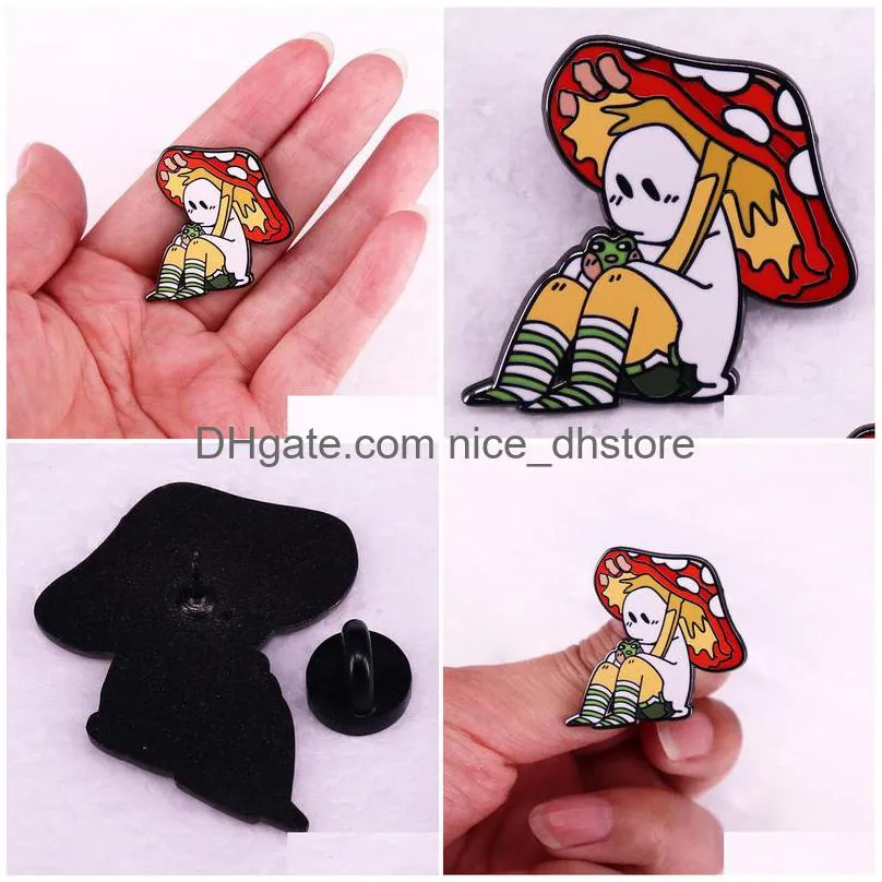 mushroom ghost brooch cute anime movies games hard enamel pins collect cartoon brooch backpack hat bag collar lapel badges