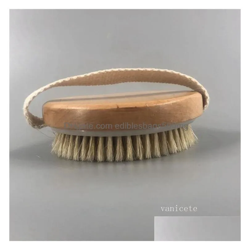 natural horsehair exfoliation bath brush without handle dry skin bath shower brushes spa massage wooden shower brusheszc1281