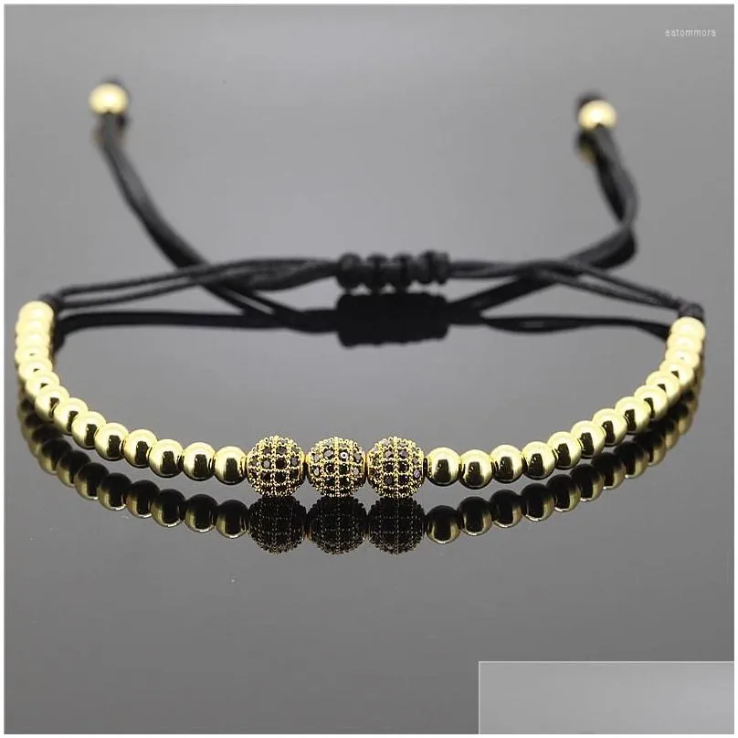 charm bracelets 1pc men anil arjandas jewelry 6mm pave setting cz bead 24k 4mm brass beads braiding macrame bracelet