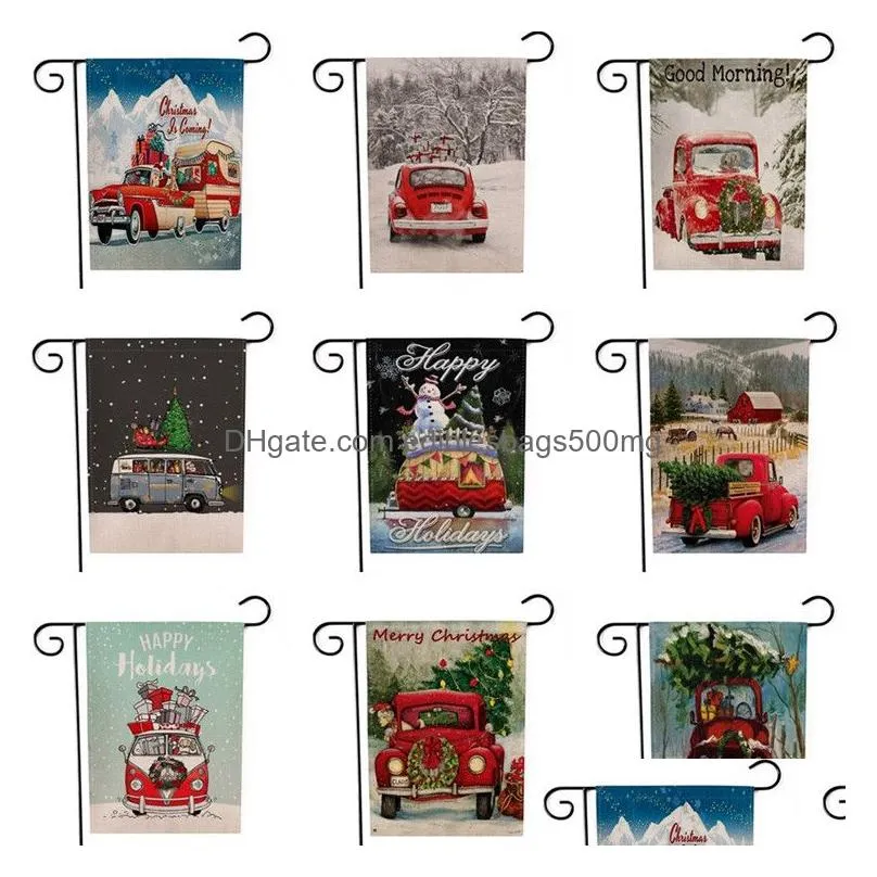 christmas garden flags banners cartoon pattern xmas theme two sides animal patterns party christmas decorations banner flags 30pcs