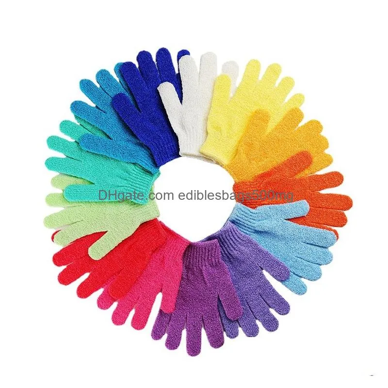 fashion bath brushes colorful nylon body cleaning bath gloves exfoliating baths glovesfive-finger baths gloves household products