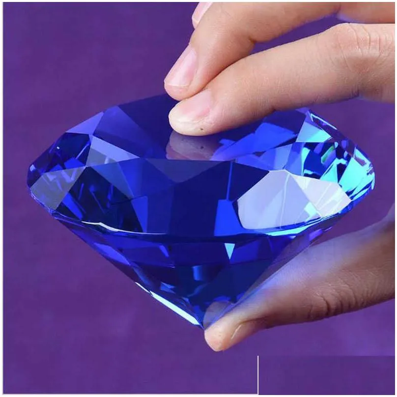 huge 100mm crystal glass diamond paperweight quartz crafts home decor fengshui ornaments birthday wedding party souvenir gifts q0525