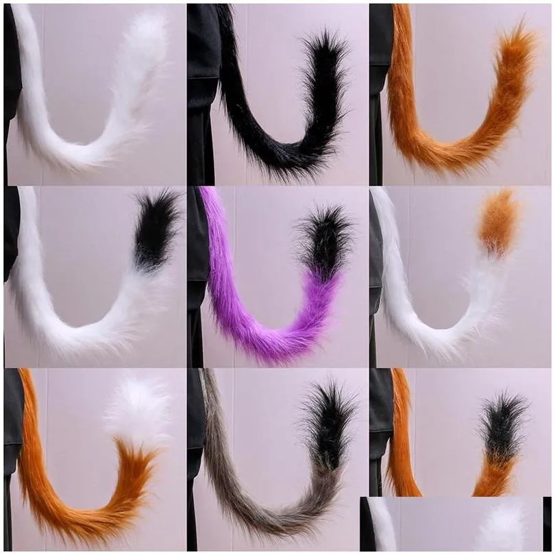 party supplies other event adults kids cosplay anime fluffy plush long cat tail halloween costume prop fancy dress accessories