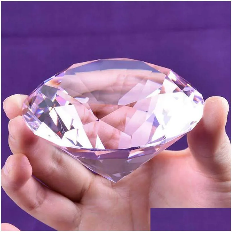 huge 100mm crystal glass diamond paperweight quartz crafts home decor fengshui ornaments birthday wedding party souvenir gifts q0525