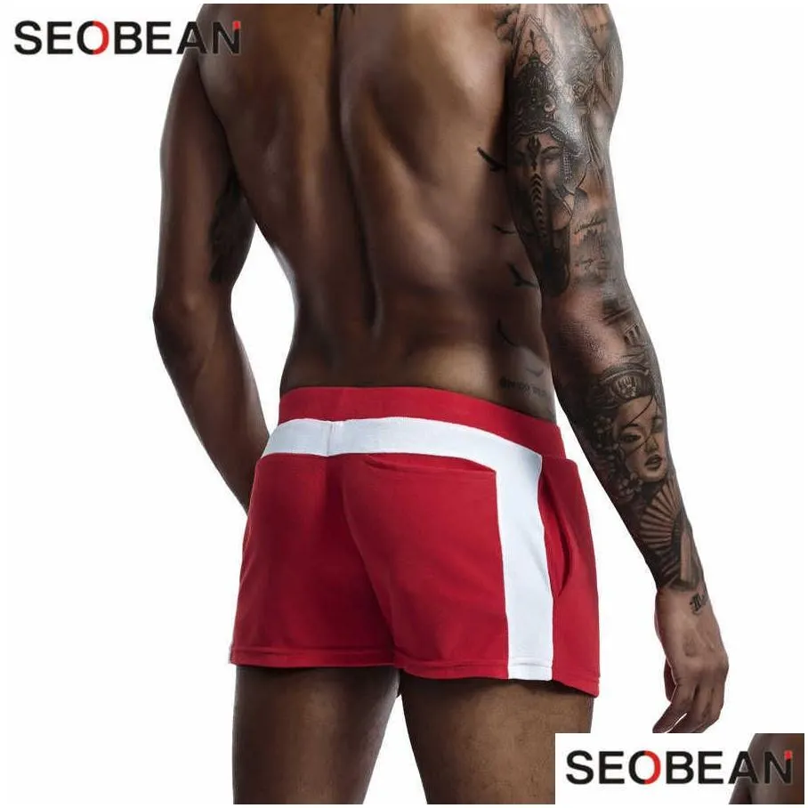 seobean men homewear shorts sexy low waist cotton super soft comfortable home male panties boxer casual short pants 210629