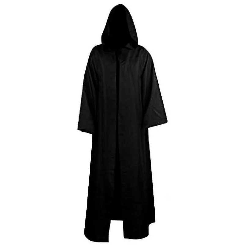 unisex halloween robe hooded cloak costume cosplay monk suit adult role-playing decoration clothing black brown s-2xl y0827