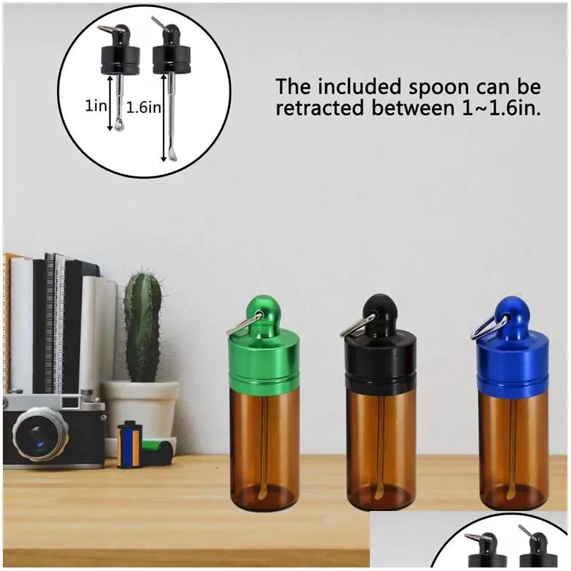 colorful smoking dry herb tobacco spice miller pill snuff snorter sniffer snuffer stash box wax oil rigs dabber spoon glass bottle holder case seal