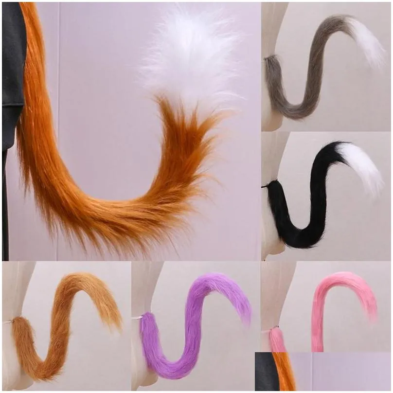 party supplies other event adults kids cosplay anime fluffy plush long cat tail halloween costume prop fancy dress accessories