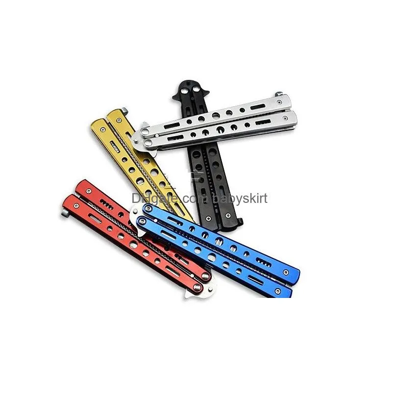 100pcs fashion hot delicate pro salon stainless steel folding training butterfly practice style knife comb tool