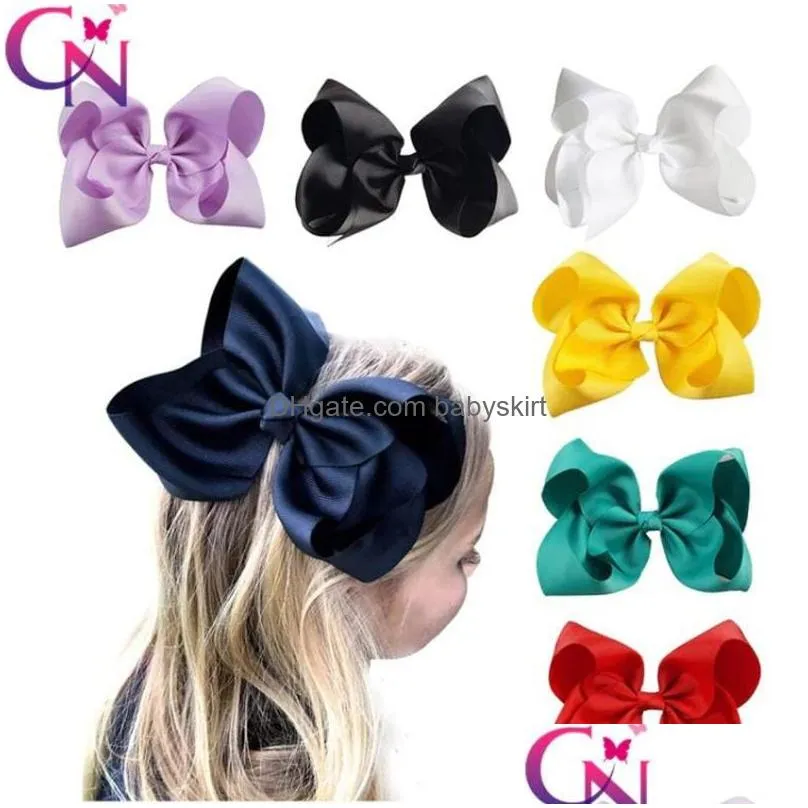 8 inches baby grosgrain ribbon bow barrettes hair pins clips girls large bowknot barrette kids boutique bows children hair accessories