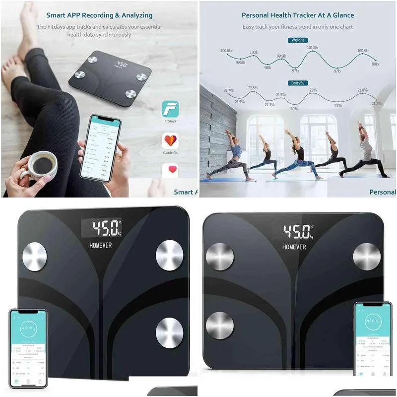 bluetooth smart weight digital fat scale fg220lb-a automatically monitor weight fitness health scale body fat scale h1229