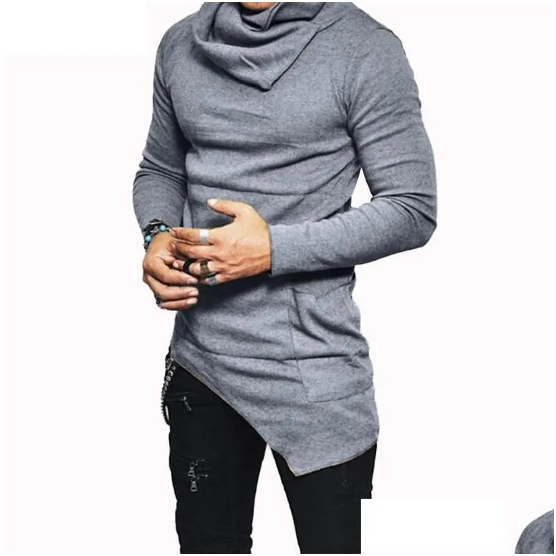 mens hoodies sweatshirts plus size 5xl unbalance hem pocket long sleeve sweatshirt for men clothing autumn turtleneck top hoodie